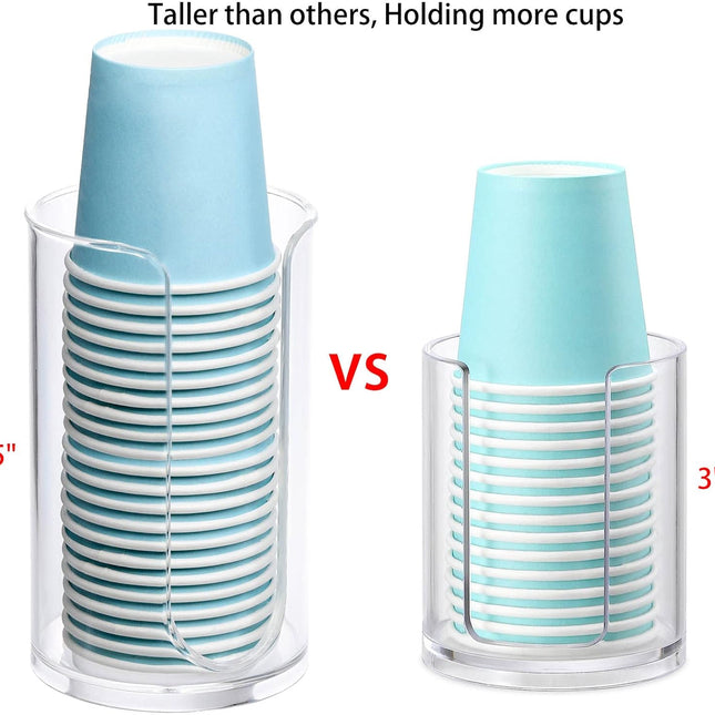 Bathroom Cup Dispenser, 3oz-5oz Small Disposable Paper Cups Holder for Bathroom Vanity Countertop's Rinsing/Mouthwash Cups, Clear.
