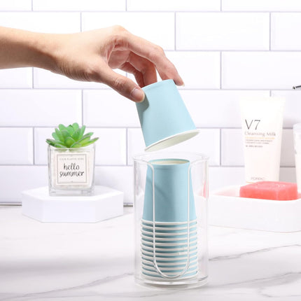 Bathroom Cup Dispenser, 3oz-5oz Small Disposable Paper Cups Holder for Bathroom Vanity Countertop's Rinsing/Mouthwash Cups, Clear.