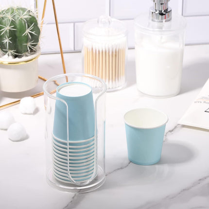 Bathroom Cup Dispenser, 3oz-5oz Small Disposable Paper Cups Holder for Bathroom Vanity Countertop's Rinsing/Mouthwash Cups, Clear.