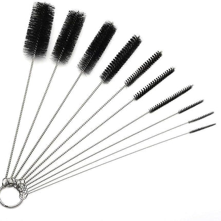 Long Straw Brush, Nylon Pipe Tube Cleaner 8.2-ihch 10 Different Diameters Set of 10.