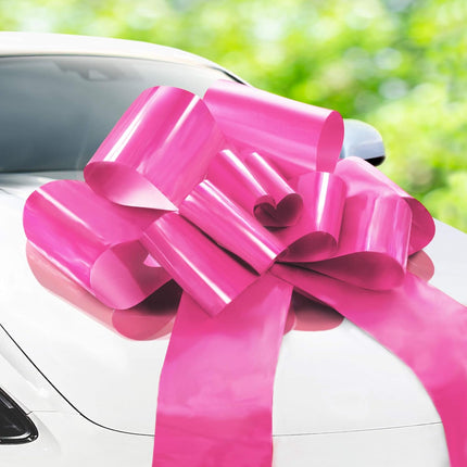 - Big Car Bow - Pink, 30 Inch - Giant Car Bow w/ 2 Gold Accessory Bows for Birthday, Christmas, Wedding Reception, Surprise Party - Large Gift Wrapping for Huge Present
