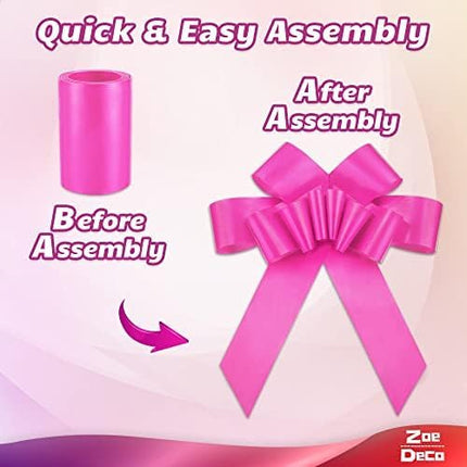 - Big Car Bow - Pink, 30 Inch - Giant Car Bow w/ 2 Gold Accessory Bows for Birthday, Christmas, Wedding Reception, Surprise Party - Large Gift Wrapping for Huge Present.