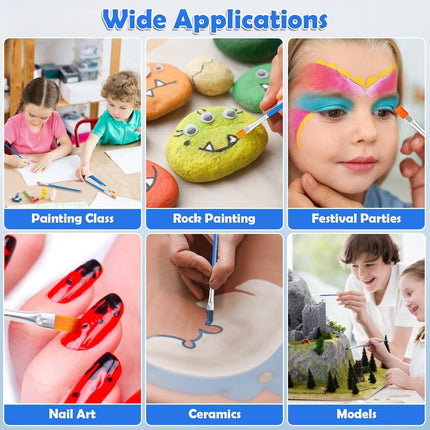 126 Pcs Flat Paint Brushes for Acrylic Painting, Small Paint Brushes Bulk, Kids Paint Brushes Set for Art Crafts Classroom Oil Watercolor Canvas Face Painting.