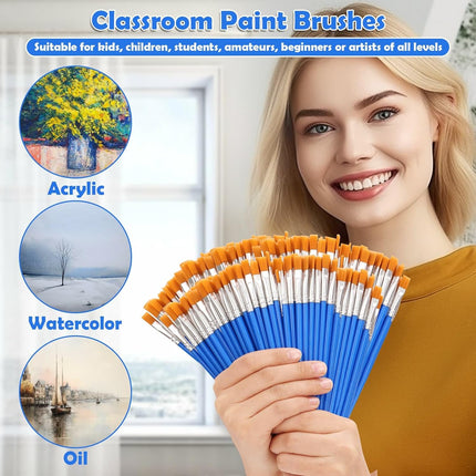 126 Pcs Flat Paint Brushes for Acrylic Painting, Small Paint Brushes Bulk, Kids Paint Brushes Set for Art Crafts Classroom Oil Watercolor Canvas Face Painting.