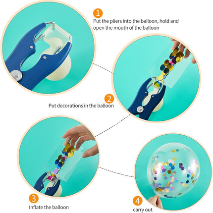 Balloon Expander Pliers Balloon Stuffing Tool Blue Stainless Steel Balloon Stretcher Sequin Filling Pliers for Filling Balloon Sequins Petals Home Party Activities(Simple Style).