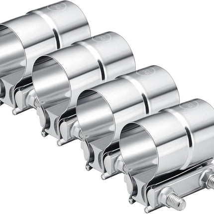 3.0'' Exhaust Clamp, Lap Joint Band Clamp Stainless Steel for Pipes, Mufflers, Catalytic Converters (4Pcs, 3.0 inch).