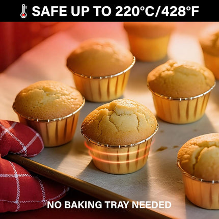 Gold Cupcake Cups, 3.5 Oz 50pcs Disposable Foil Muffin Liners, Gold Cupcake Baking Cups, Ramekin Aluminum Cupcake Tip Pan Ramekin Holders, Little Baking Cups.