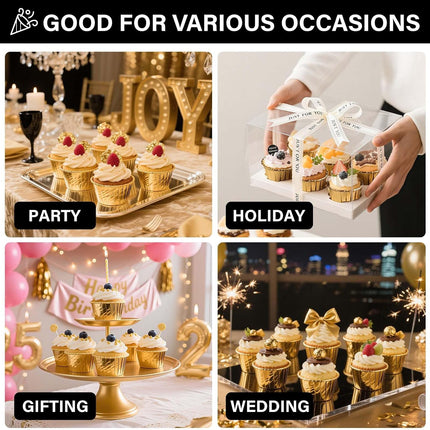 Gold Cupcake Cups, 3.5 Oz 50pcs Disposable Foil Muffin Liners, Gold Cupcake Baking Cups, Ramekin Aluminum Cupcake Tip Pan Ramekin Holders, Little Baking Cups.