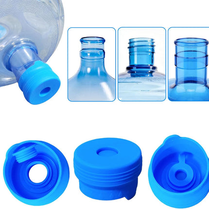 3 Pack 3 and 5 Gallon Water Jug Cap, Upgrade Silicone Reusable Replacement Caps, Non Spill Lids for 55mm Standard/Screw/Crown Tops Water Bottle.