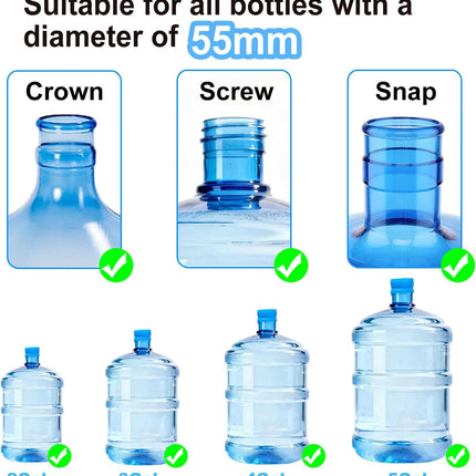 3 Pack 3 and 5 Gallon Water Jug Cap, Upgrade Silicone Reusable Replacement Caps, Non Spill Lids for 55mm Standard/Screw/Crown Tops Water Bottle.
