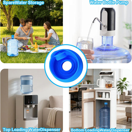 3 Pack 3 and 5 Gallon Water Jug Cap, Upgrade Silicone Reusable Replacement Caps, Non Spill Lids for 55mm Standard/Screw/Crown Tops Water Bottle.