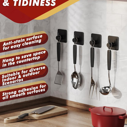 Adhesive Hooks Heavy Duty 22lb(Max) Towel Hooks for Shower, 5 Pack Self Adhesive Damage Free Wall Hooks, Stainless Steel for Coat Robe, Waterproof Oilproof Rustproof for Bathroom Kitchen Office.