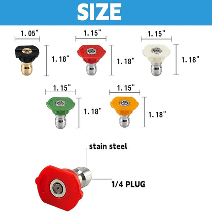 Foam Cannon Dual-Connector Accessory, Pressure Washer Double Tip Attachment for Soap Cannon with 5 Power Washer Sprayer Nozzles, 1/4" Quick Connect, 4000 PSI.
