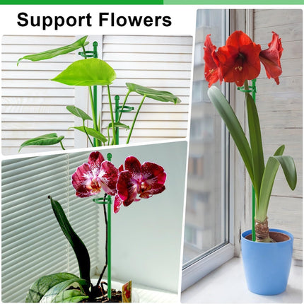 20Pcs Plant Support Stakes 17 inch  Garden Orchid Sticks Extended to 3ft 4ft 5ft Plant Poles with Clips for Indoor Outdoor Potted Tomato Rose Amaryllis Vegetables Comes with 20 Ties.