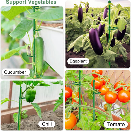20Pcs Plant Support Stakes 17 inch  Garden Orchid Sticks Extended to 3ft 4ft 5ft Plant Poles with Clips for Indoor Outdoor Potted Tomato Rose Amaryllis Vegetables Comes with 20 Ties.