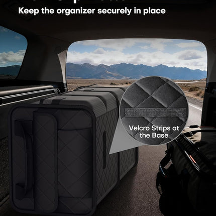 Trunk Organizer for SUV – Foldable & Portable Car Organizers and Storage with 2 Compartments, Large Capacity Car Trunk Organizer Car Accessories for Truck Sedan, Black, 21.7" x 12.8" x 11.0".