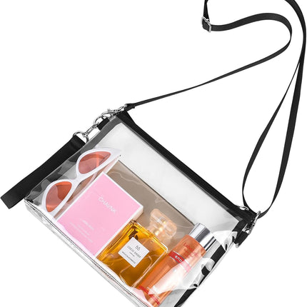 Clear Bag for Stadium Events, Clear Purse with Detachable Strap, Sports fan Handbag Purses for Game Day and Concert.