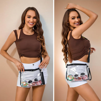 Clear Bag for Stadium Events, Clear Purse with Detachable Strap, Sports fan Handbag Purses for Game Day and Concert.