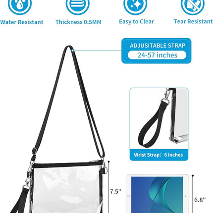 Clear Bag for Stadium Events, Clear Purse with Detachable Strap, Sports fan Handbag Purses for Game Day and Concert.
