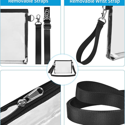 Clear Bag for Stadium Events, Clear Purse with Detachable Strap, Sports fan Handbag Purses for Game Day and Concert.
