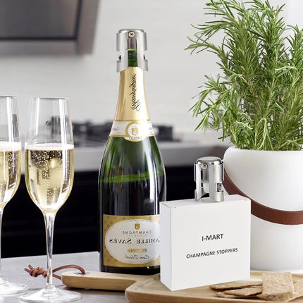 Pack of 6 Stainless Steel Champagne Stoppers, Prosecco, Sparkling Wine Bottle Stopper, Cork.