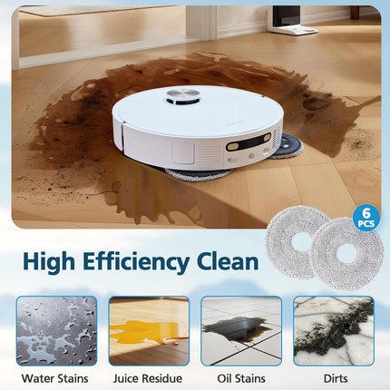 6-Pack Mop Pads for Dreame L40 Ultra/X40 Ultra/X50 Ultra/L50 Ultra/L10S Ultra/ L10s Pro Ultra Heat/L10S Ultra Gen2/L40S Ultra/X30 Ultra/L10 Ultra Robot Vacuum, Washable Microfiber Replacement Pads.