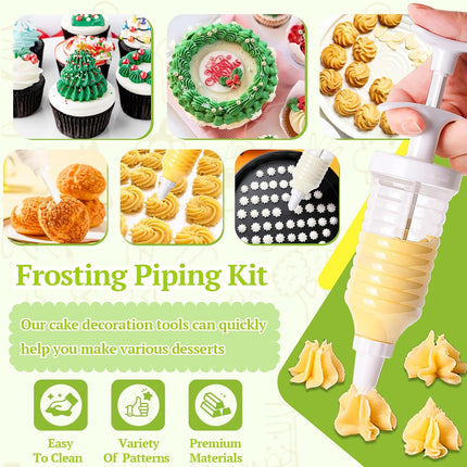 Cake Decorating Gun, Cupcake Icing Piping Kit, Cake Decorating Kit with 8 Piping Tips, Cupcake Injector/Decorating Icing Set, White.