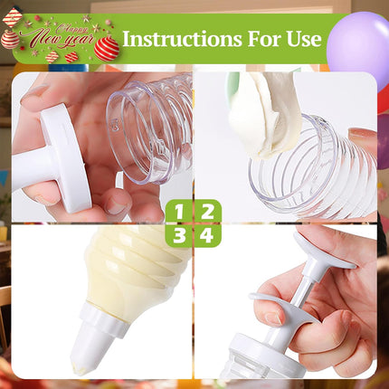 Cake Decorating Gun, Cupcake Icing Piping Kit, Cake Decorating Kit with 8 Piping Tips, Cupcake Injector/Decorating Icing Set, White.