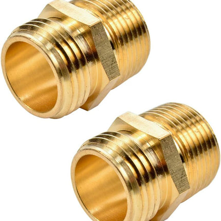 2 Pack 3/4" GHT to 3/4" NPT Male Connector, Brass Garden Hose Fitting, Male Hose Adapter.