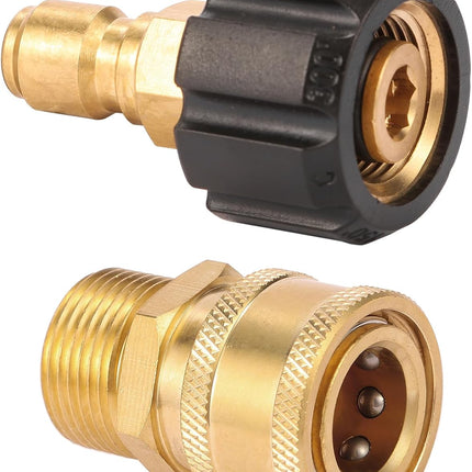 Pressure Washer Quick Connect Fittings, Quick Connect Kit M22 14mm to 3/8 Inch, 2 Pieces.