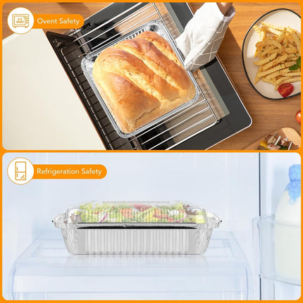 40 Pack 8x8 Inch Aluminum Pans with Clear Plastic Lids - Square Baking Cake Pans - Foil Pans with Lids - Disposable Food Containers Great for Cooking, Heating, Storing, Prepping Food.