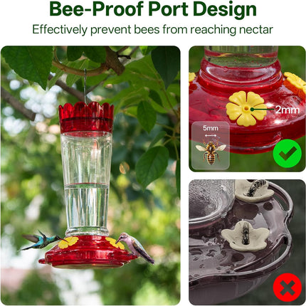 Plastic Hummingbird Feeder, 2-Pack 14 OZ Ant & Bee Proof Hummingbird Feeders for Outdoors Hanging, Leak-Proof Nectar Feeders with 4 Feeding Ports and Perches, Gifts for Mom, Birdlovers.