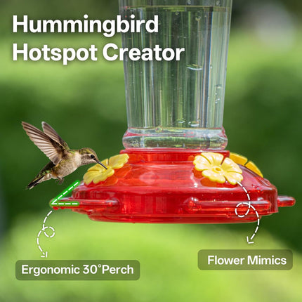 Plastic Hummingbird Feeder, 2-Pack 14 OZ Ant & Bee Proof Hummingbird Feeders for Outdoors Hanging, Leak-Proof Nectar Feeders with 4 Feeding Ports and Perches, Gifts for Mom, Birdlovers.