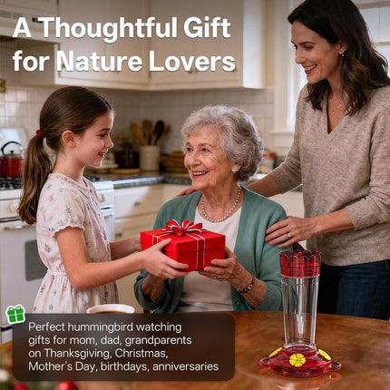 Plastic Hummingbird Feeder, 2-Pack 14 OZ Ant & Bee Proof Hummingbird Feeders for Outdoors Hanging, Leak-Proof Nectar Feeders with 4 Feeding Ports and Perches, Gifts for Mom, Birdlovers.