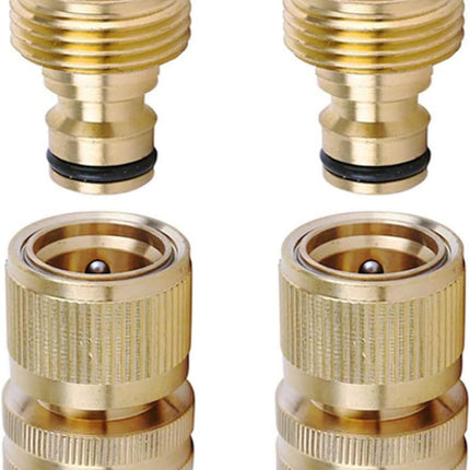 Brass Hose Quick Connect, 3/4 Inch GHT Thread Garden Hose Quick Connector No-Leak Water Hose Quick Connect Fittings Male and Female - 2Packs.