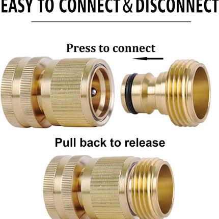Brass Hose Quick Connect, 3/4 Inch GHT Thread Garden Hose Quick Connector No-Leak Water Hose Quick Connect Fittings Male and Female - 2Packs.