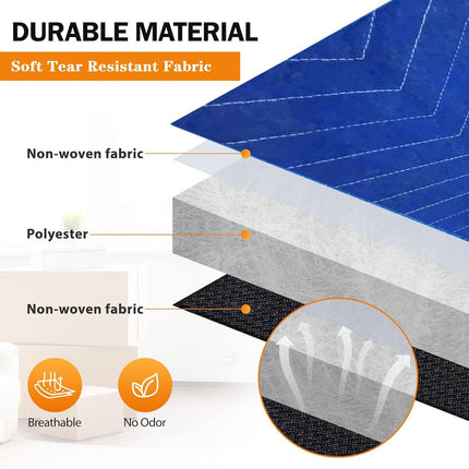 3 Pack Moving Blankets 40x72in Heavy Duty Padded Packing Blankets for Moving Shipping Protecting Furniture Professional Quilted Furniture Blankets for Moving Supplies.