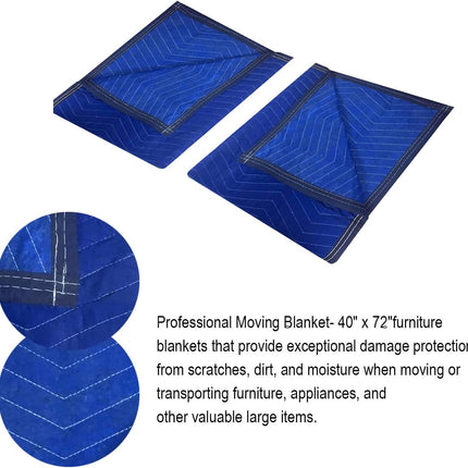 3 Pack Moving Blankets 40x72in Heavy Duty Padded Packing Blankets for Moving Shipping Protecting Furniture Professional Quilted Furniture Blankets for Moving Supplies.