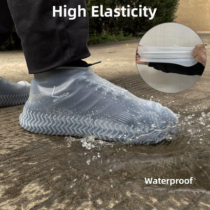 Waterproof Shoe Covers 2 Pairs,Rain Shoe Covers Reusable Silicone Non Slip Shoe Covers for Outdoor,Rain Shoe Covers for Women and Men (Clear, Large).