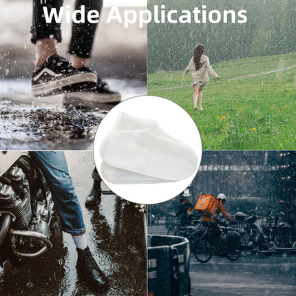 Waterproof Shoe Covers 2 Pairs,Rain Shoe Covers Reusable Silicone Non Slip Shoe Covers for Outdoor,Rain Shoe Covers for Women and Men (Clear, Large).
