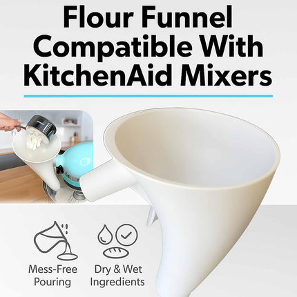 Funnel for Kitchen Aid Mixer, Kitchen Aid Accessories and Attachments, Pouring Chute for Kitchid Mixer, Fits Tilt-Head 4.5–5 Qt (KSM150), Durable Dishwasher-Safe Baking Tool.