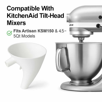 Funnel for Kitchen Aid Mixer, Kitchen Aid Accessories and Attachments, Pouring Chute for Kitchid Mixer, Fits Tilt-Head 4.5–5 Qt (KSM150), Durable Dishwasher-Safe Baking Tool.