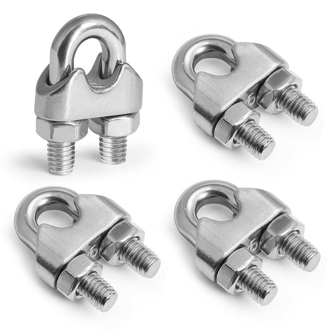 4pcs M6 Wire Rope Clamp, 1/4 inch Cable Clamps Stainless Steel Wire Rope Clips.