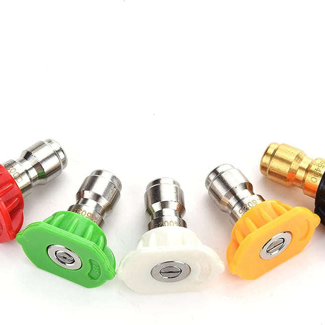 Pressure Washer Spray Nozzle Tips Multiple Degrees, 1/4 inch 5-Pack (2.5 GPM).