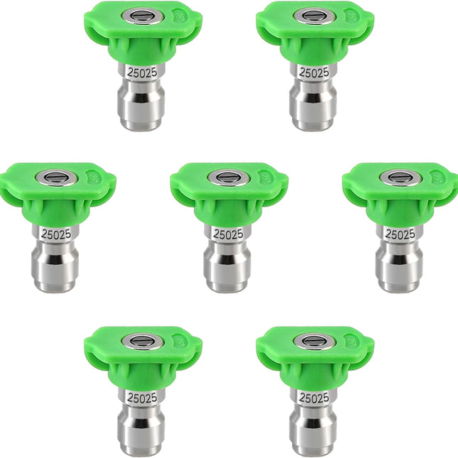 Pressure Washer Tips, 25 Degree Green Power Washer Nozzle Tips 7 Pack, 1/4 Inch Quick Connect, 4000 PSI.