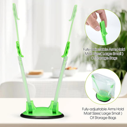 Baggy Rack Holder for Food Meal Prep,Plastic Freezer Bag Holder Stand for Filling, Adjustable Food Storage Bag Holders,Gallon Bag Holder (Pack of 4).