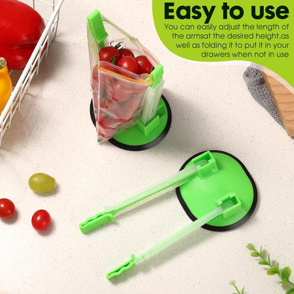 Baggy Rack Holder for Food Meal Prep,Plastic Freezer Bag Holder Stand for Filling, Adjustable Food Storage Bag Holders,Gallon Bag Holder (Pack of 4).