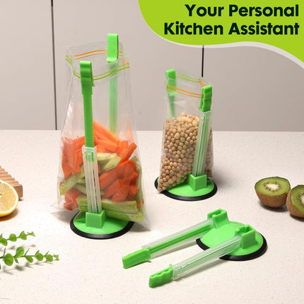 Baggy Rack Holder for Food Meal Prep,Plastic Freezer Bag Holder Stand for Filling, Adjustable Food Storage Bag Holders,Gallon Bag Holder (Pack of 4).