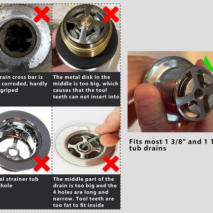 Tub Drain Remover Wrench Removal Tool Dual Ended Dumbell for Bath Drains Heavy Duty Aluminum.