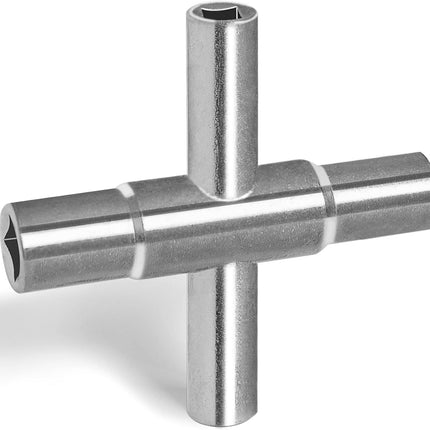 4 Way Sillcock Key Wrench, 1/4", 9/32", 5/16", 11/32" Water Utility Key for Faucet, Spigots and Most Valves, 1 Pack